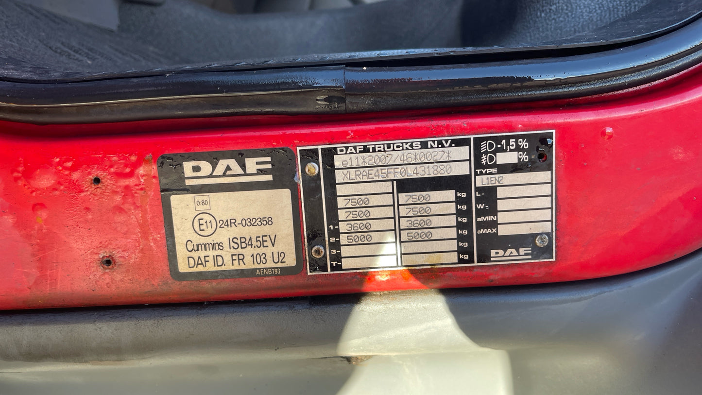 DAF LF Box Truck– 2013 (63 Plate)