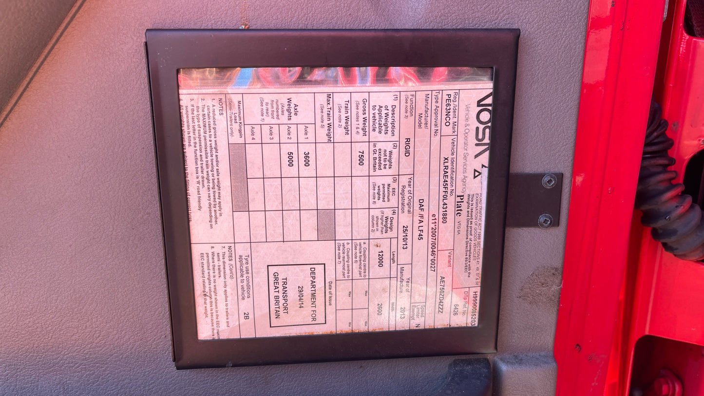 DAF LF Box Truck– 2013 (63 Plate)