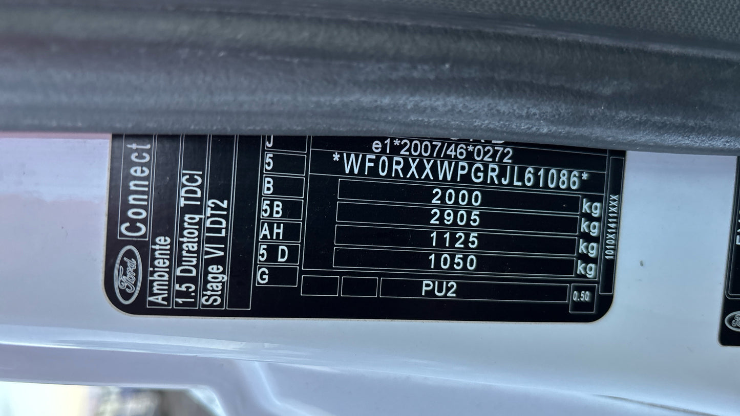 Ford Transit Connect 1.5 TDCi 200 L1 H1 Panel Van – 2018 (FJ18 WFB)