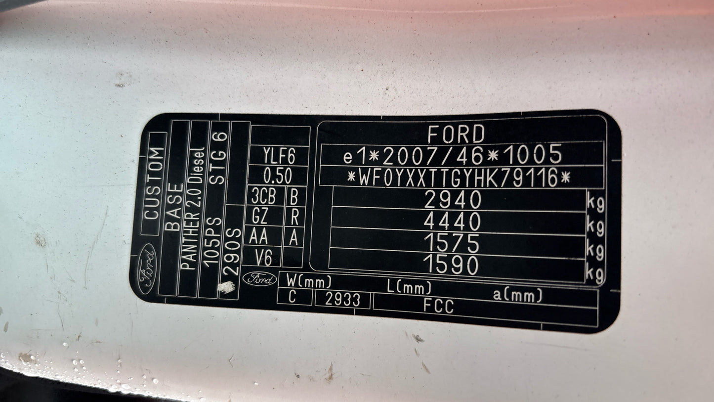 Ford Transit Custom 2.0 TDCi 290 L1 H1 Panel Van – 2018 (HN18 HRA)