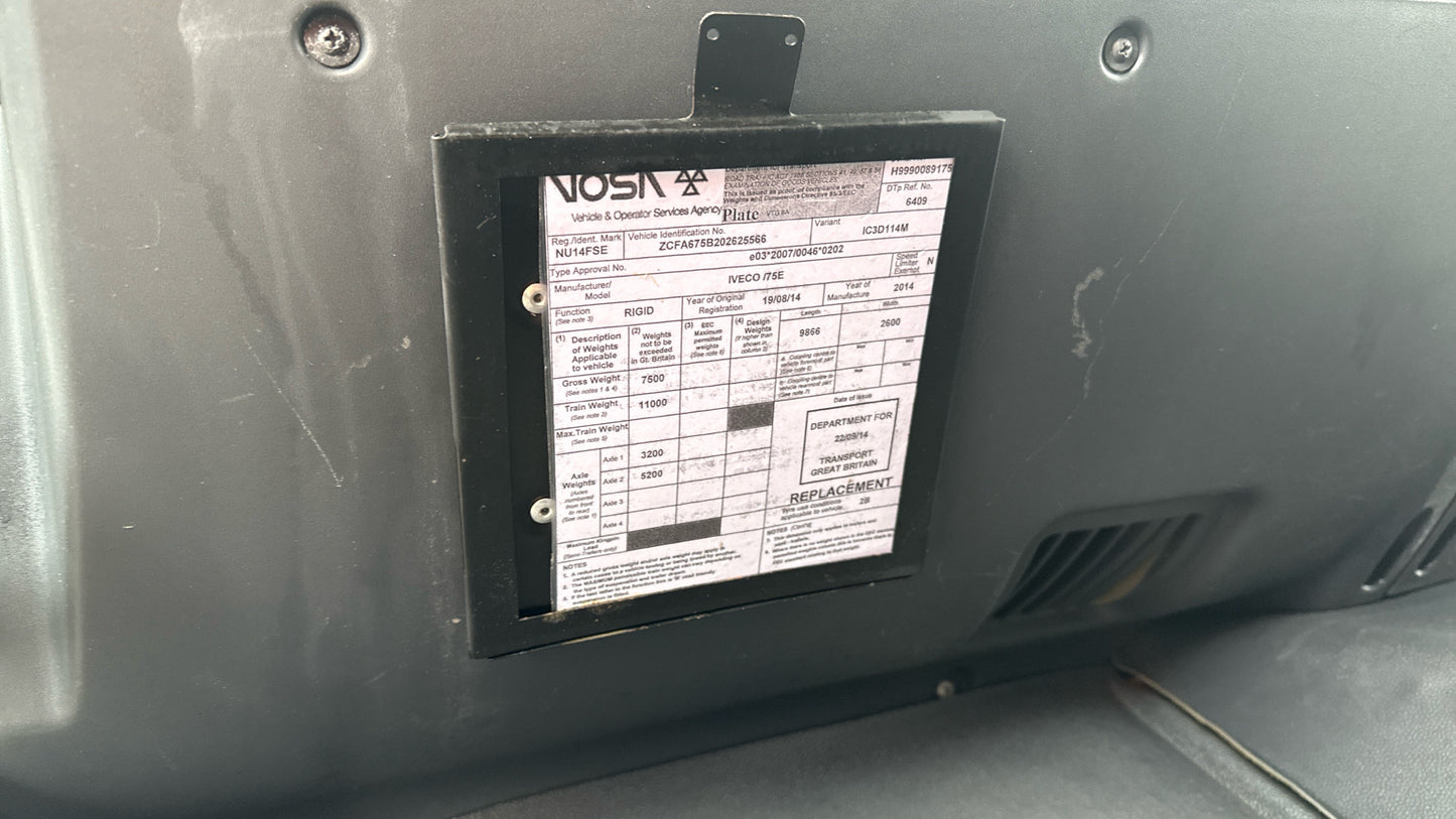 Iveco Eurocargo 75E16 Box Truck – 2014 (64 Plate)