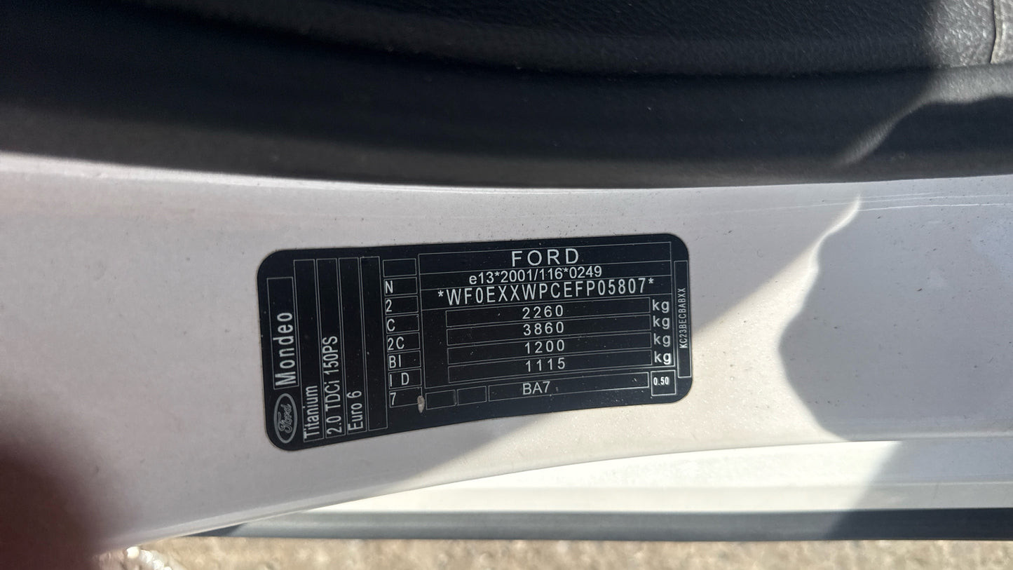 Ford Mondeo 2.0 TDCi Titanium Euro 6 (s/s) Hatchback – 2016 (YF66 MZT)